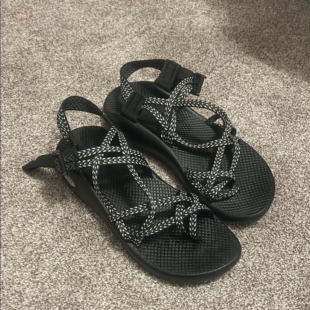 Chaco Black & White Patterned Strap Sandals